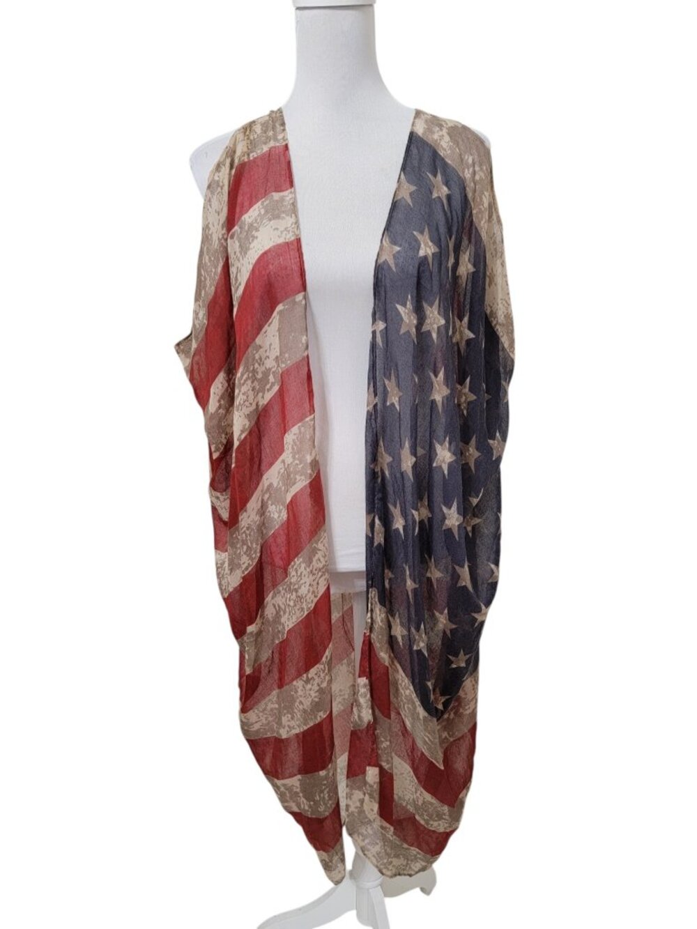 Grace & Emma, No Size Flag Shawl Open Front Cardigan Kimono Swim Cover